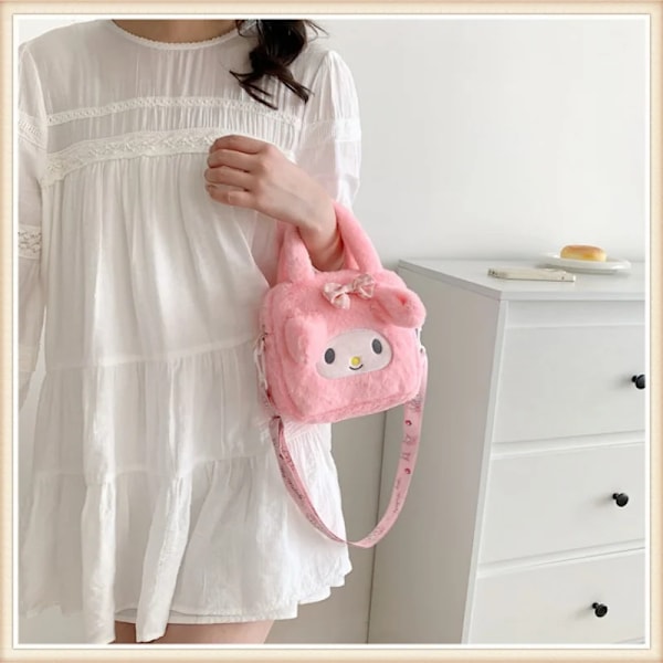 Kawaii Plysch Sanrio Väska för Barn Anime Cinnamoroll Plysch Ryggsäck pink