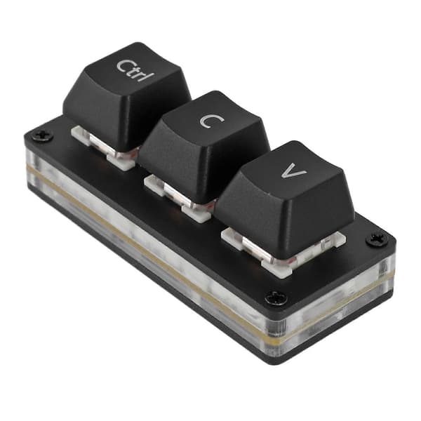 3 Tasters Mini Keypad Rød Switch Hot Swappable Farverig Baggrundsbelysning DIY Brugerdefinerbar Programmerbar USB Enhånds Keypad til Arbejde og Spil