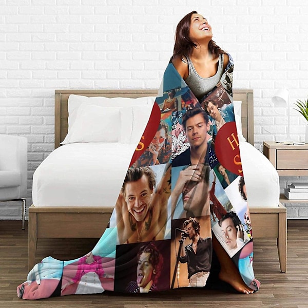 Fleecefilt Ultramjuk Anti-nopp Flannel För Soffa Säng Varm Pläd Filt För Vuxna/Barn-harry Styles -u211