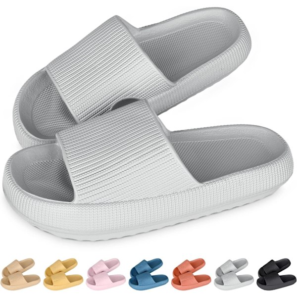 Tykk Plattform Cloud Slippers Dame Khaki Grå grå 42-43