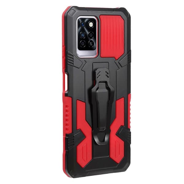 För Infinix Note 10 Pro Armor Warrior Stöttåligt PC + TPU Snodd Telefonfodral Red