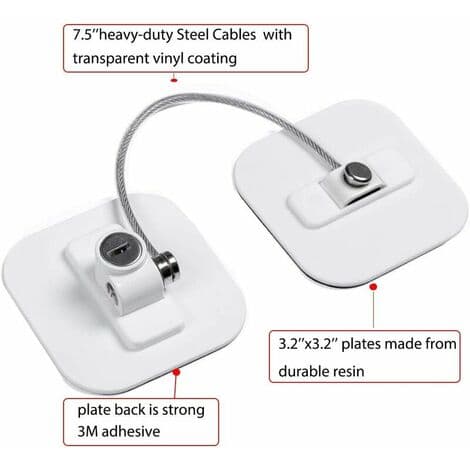 {YM}Refrigerator Lock, Freezer Lock, with Key for Child Safety, Lock for Locking Refrigerators and Cabinets (1 Set) White