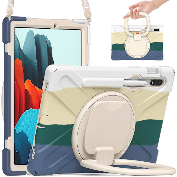 Fodral med magnetiskt stativ och pennhållare för Samsung Galaxy Tab S7 Plus Fe. Kompatibel med Galaxy Tab S6 Lite Tab A 10.1 A 8 A7 10.4 Cas Rainbow colors 4 Tab A8 T290 295
