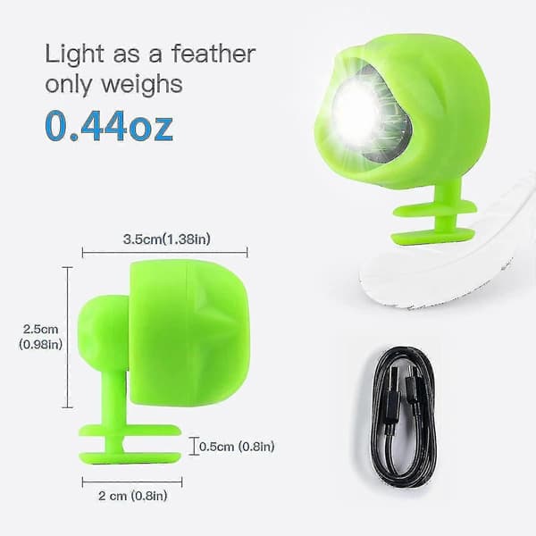 2 stk. Oppladbare hodelykter for Crocs, tresko hodelykter, ipx5 vanntett lysende LED tresko lys -qh USB charging White