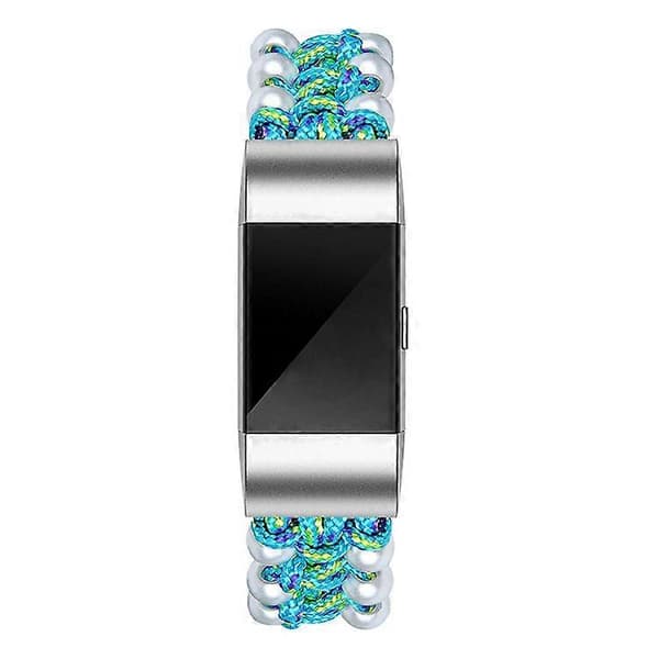 Kompatibelt med Fitbit Charge 2/Charge 2 HR Pärla+Nylon Väv Justerbart Armbandsbyte Blue