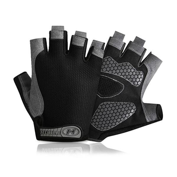 Herr Cykel Cykelhandskar Halvfinger Gymhandskar Dam Vantar Andningsbara Halkfria MTB Cykelhandskar Fitness Sport Träningshandskar Silicone Black L