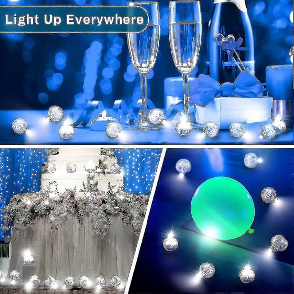 100 stk. LED Ballonglys, Mini Vanntette Hvite Kuler for Fest