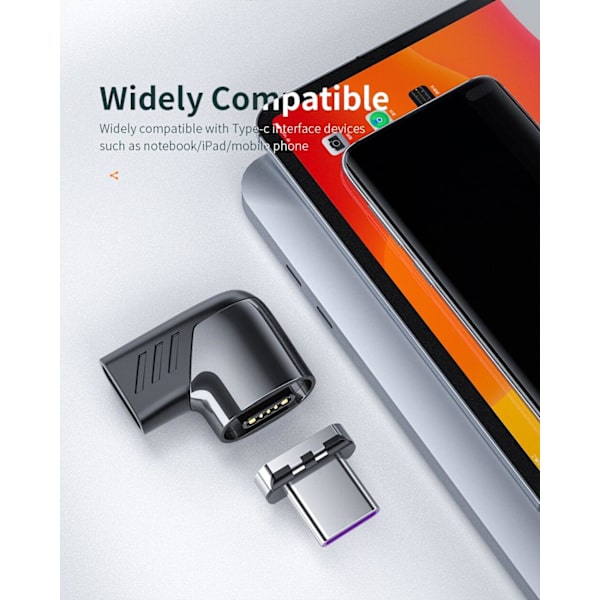 100W/5A Magnetisk USB-C Adapter Hurtig Opladning Sort black