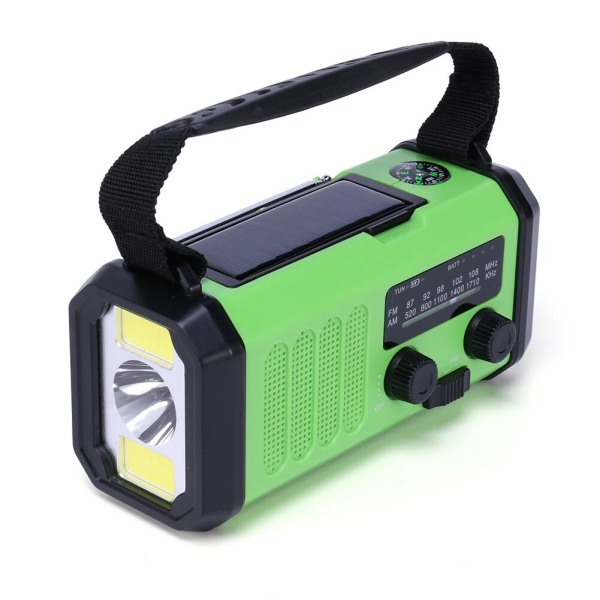 AM/FM nödradio solar handvev radio med LED-ficklampa 5000mAh power mobiltelefon laddare Bluetooth 5.0 högtalare Brown