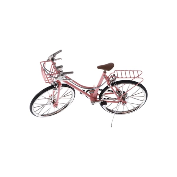 Støbt 1:10 racercykel med kurv og sæde, køretøjsmodel, legetøjsserie, pink Pink