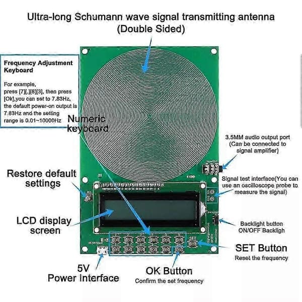 Healflux Anpassad Frekvensgenerator V2, Schumann Resonansgenerator Green