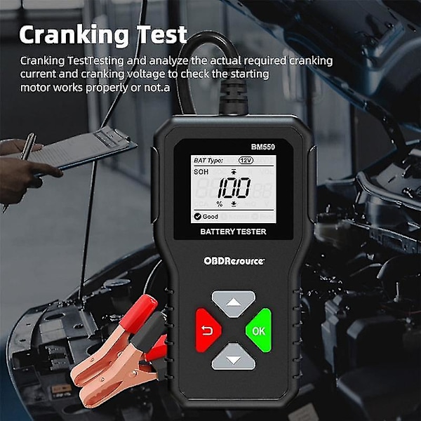 1st Bm550 Bilbatteritestare 6v 12v 24v Batterisystem Detektera Automatisk Batterianalysator