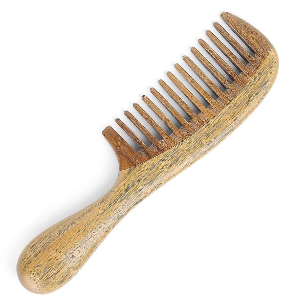 100 % naturligt grönt sandelträ hårkammar Antistatisk sandelträdoft Naturlig hårborttagare med bred tand träkam