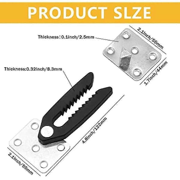 4 stk. Sektions Sofa Connector, Heavy Duty Sofa Snap Alligator Sofa Connector Sofa Interlocking Connector Møbel Joint Snap Med Monteringsskruer