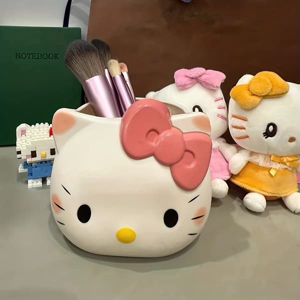 pc Hello Kitty pennhållare - söt tecknad kattdesign skrivbordsorganisatör i plast Hej Kitty