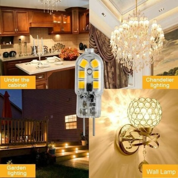 G4 LED-lampa 12V, 1W motsvarande 10W halogenlampa, flimmerfri 200LM, varmvit 3000K, 360° strålvinkel, ej dimbar, 10-pack