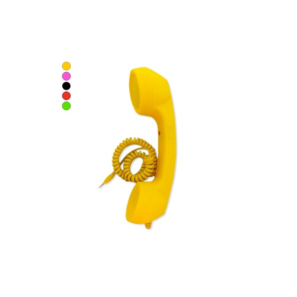 Kitschig sladdtelefon retro mikrofon högtalartelefon gul