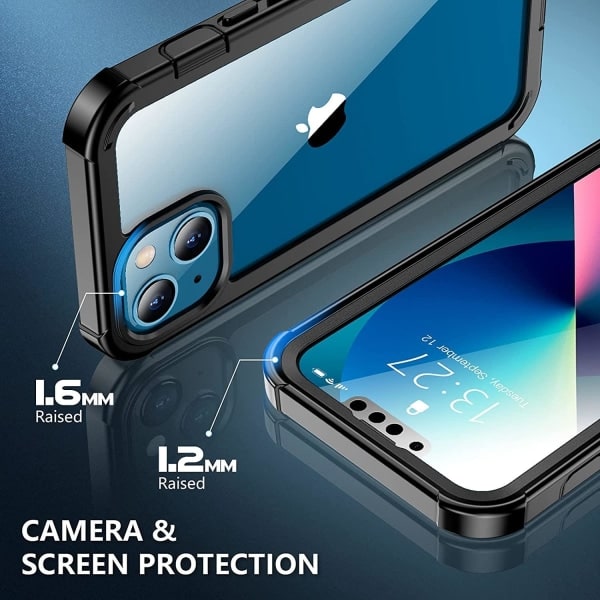 C4U® Shockproof Defence - iPhone 13 - Stötsäkert skal 3-i-1 Svart iPhone 13