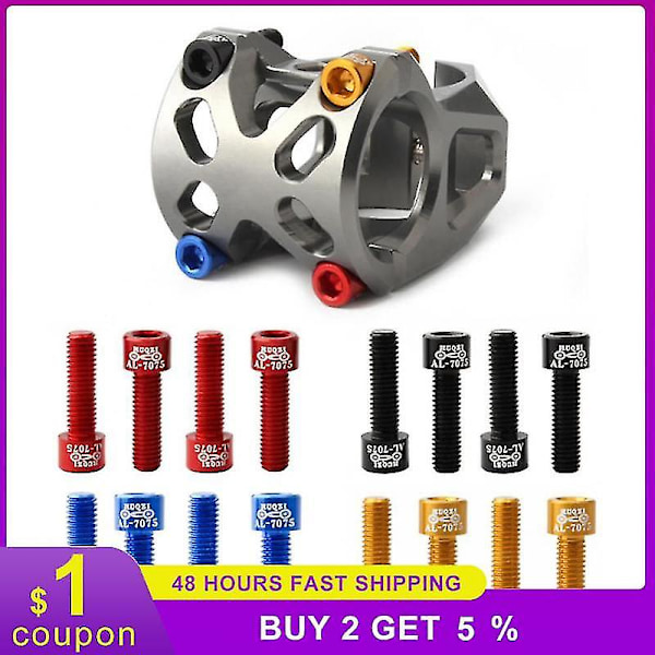 6 st/set Cykelstyre Skruvar Titanpläterad Rostfritt Stål M5*18mm Mtb Cykel
