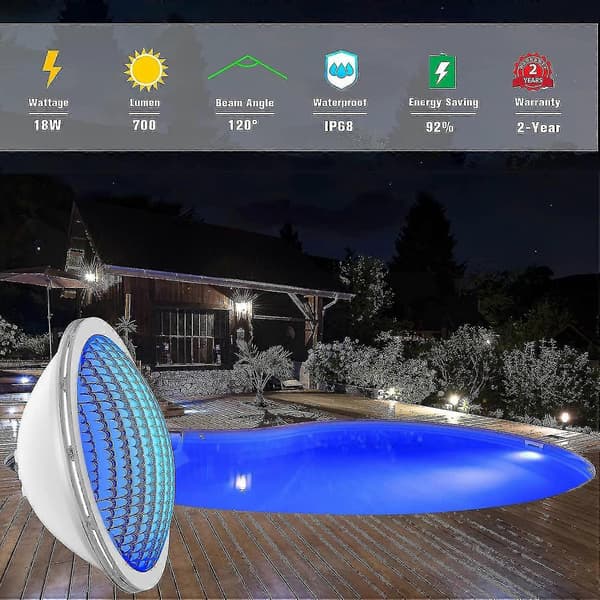 Pool LED Par56, 18W Pool Projektor LED Pool Lampor Ren Blå