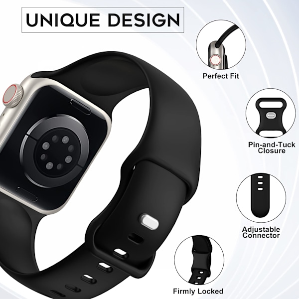 4-pack Sportarmband Kompatibelt med Apple Watch Armband 42/44/45/49mm, Silikon Ersättningsarmband för iWatch Ultra/Ultra 2, Series 9 8 7 6 5 4 3 2 1SE 42/44/45/49mm