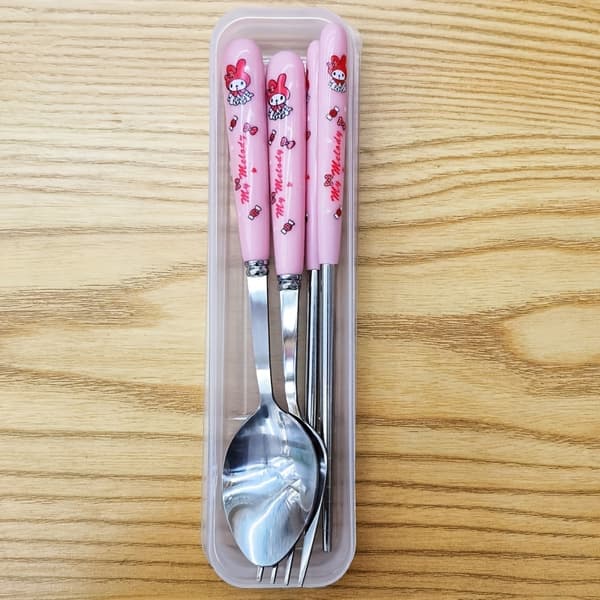 IP 3 stk./sett Sanrio Hello Kitty Bærbart bestikk i rustfritt stål, utsøkt Kuromi servise PC