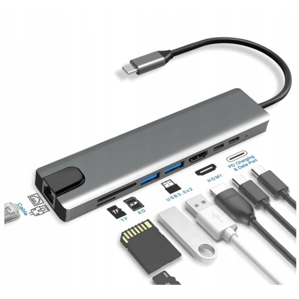 ADAPTER 9 I 1 HUB USB-C HDMI 4K LAN MACBOOK PRO AIR,JL602