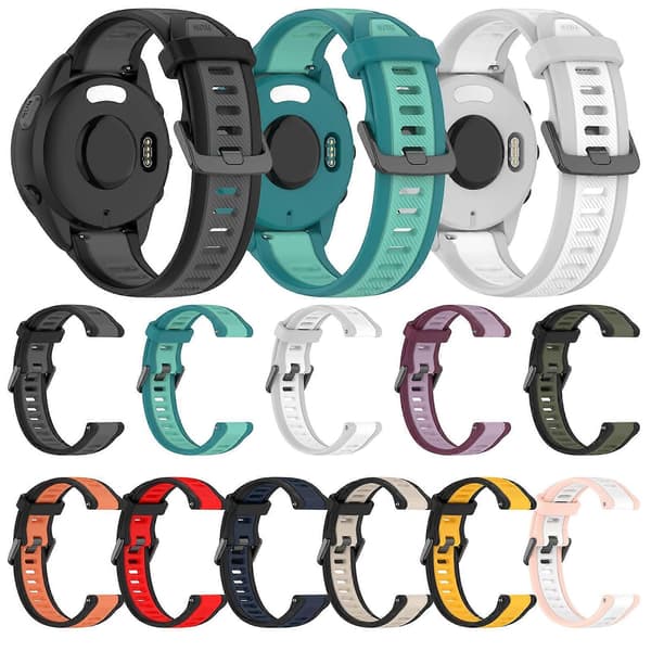 22 mm:n silikoninen ranneke Garmin Forerunner 255 -kelloon Green Black