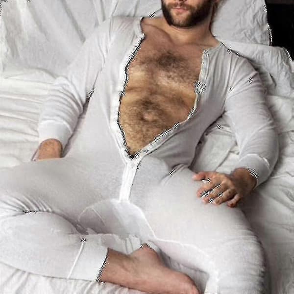 Herre Hel Lang Johns Nattpysjamas White M