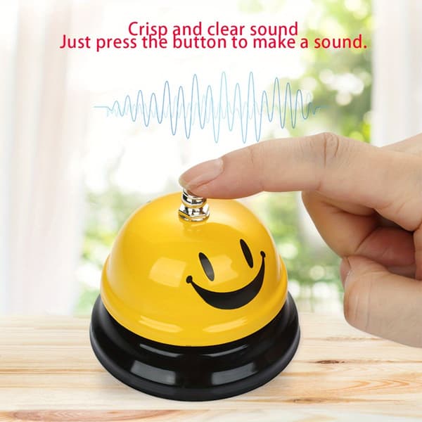 Joyful Face Service Bell Ljusgul Hög Ringsignal Manuell Ringklocka En Knapp 1pc