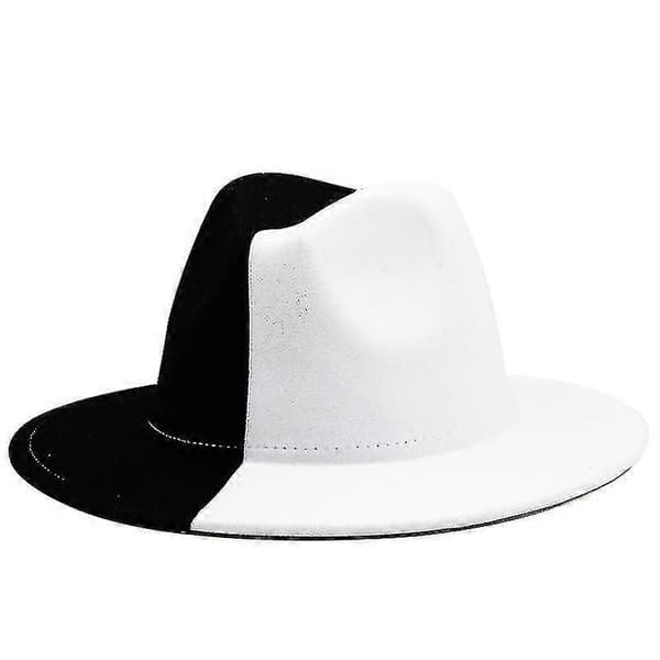 Patchwork Uld Filt Jazz Fedora Hat til Unisex red black 56-58CM
