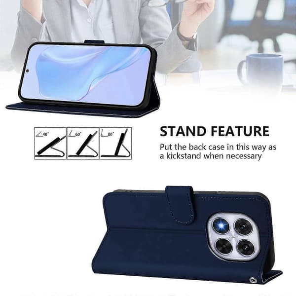 PU-deksel i solid farge for Redmi Note 14 Pro 5G / 14 Pro+ 5G Navy Blue