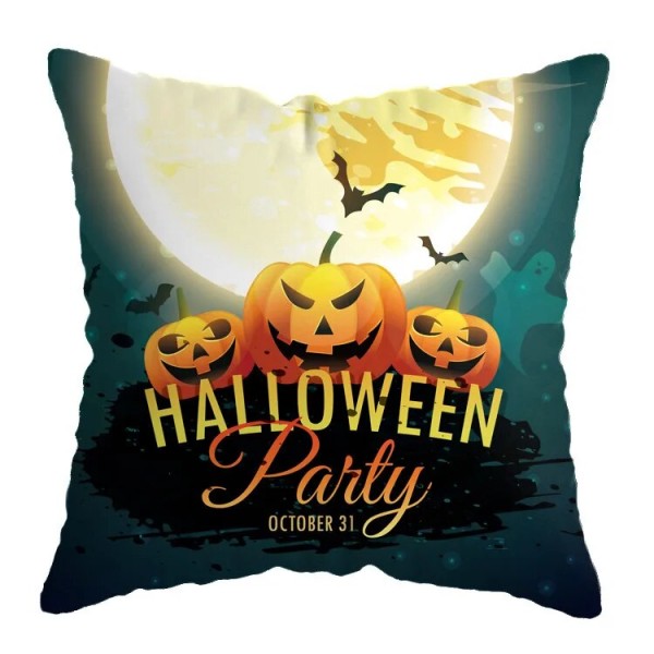 Halloween cover Pumpkin Bat Wizard Ghost Dekor för hemmet Örngott prydnad Skrämmande halloweenfest present (ingen kuddkärna)