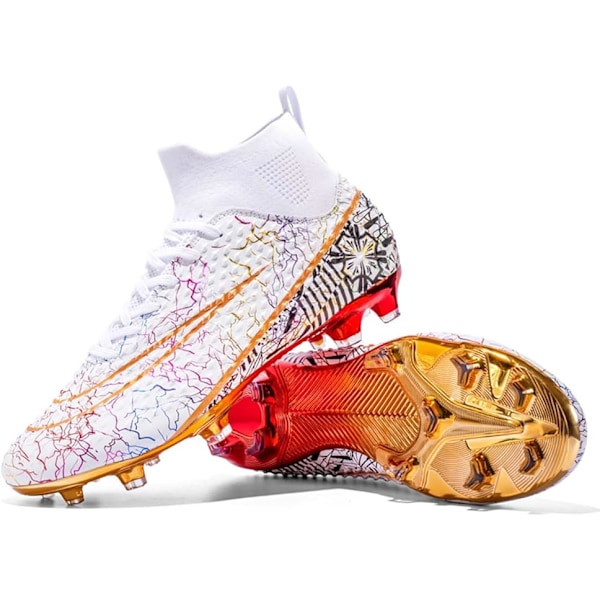 Herr Atletisk Utomhus Inomhus Bekväma Fotbollsskor Pojkar Fotboll Student Dobbar Sneakers Skor Högt Grepp Vit white EU39