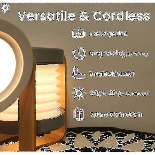 Udtrækkelig LED Touch Lampe Foldbar Teleskopisk Natlampe Lanterne Bordlampe Grey