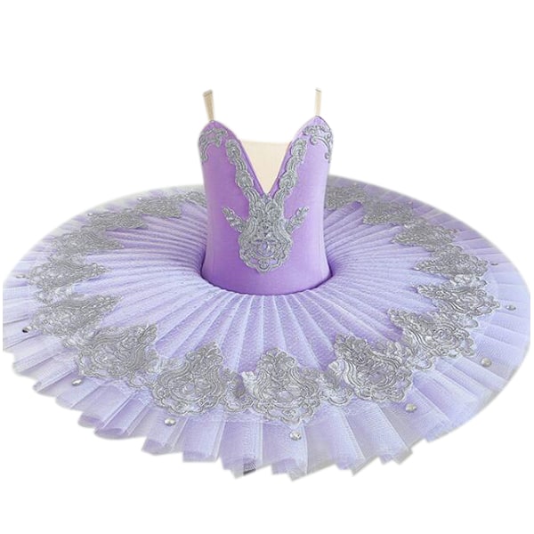 Balett Tutu Klänning Svan Dansföreställning Kostymer för Flickor lila purple 130cm