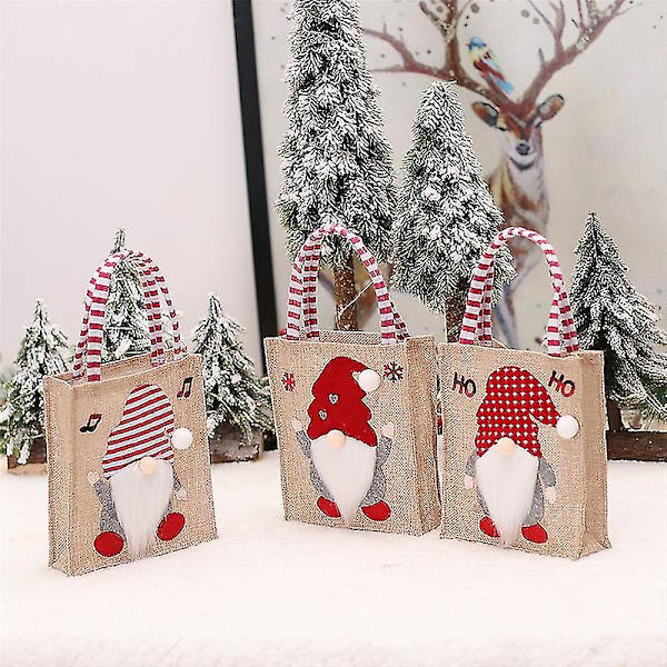 Navidad 2023 Santa Sekker Godteri Håndtak Snøring Gavepose Juledekorasjoner For Hjem Nyttår 2023 Juletre Ornament Dekor 25-Snowman Red