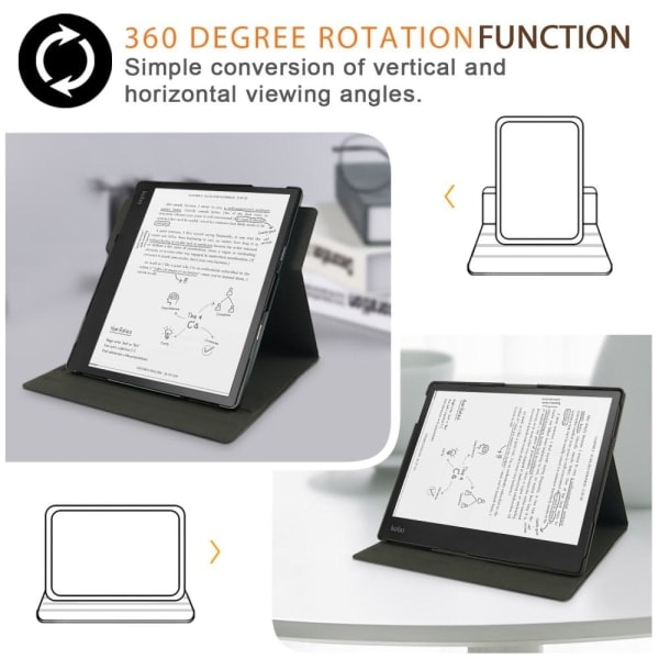 Kobo Elipsa Fodral 360 Graders Rotation Ställ - Svart