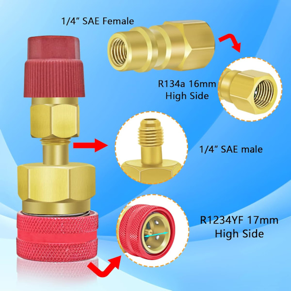 R1234YF Snabbkoppling, R1234yf till R134a Adapter, 1234yf till 134a Ad