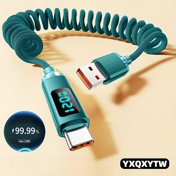 USB A til Type-C Superrask Ladekabel | 1/2 Meter, Nylonflettet Black 2M=6.6FT