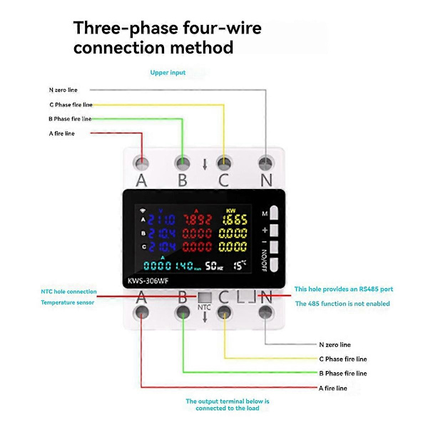 KWS-306L Effektmätare RS485 Version AC Energi Effekt Voltmeter Spänning