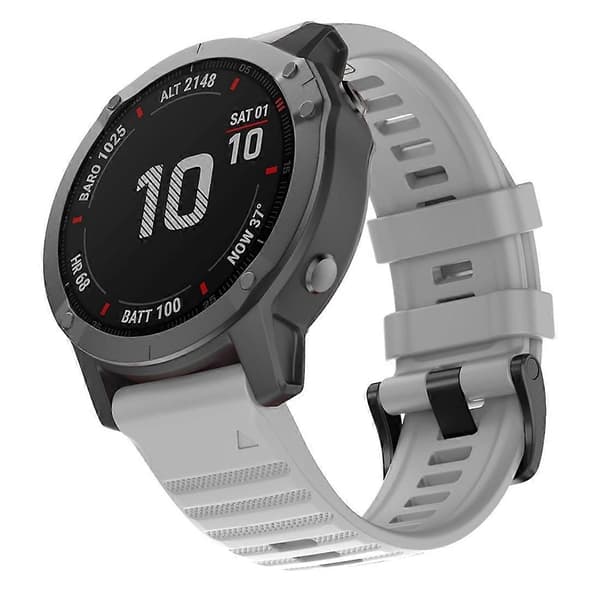 Til Garmin Fenix 6X 26mm silikonerem Grey