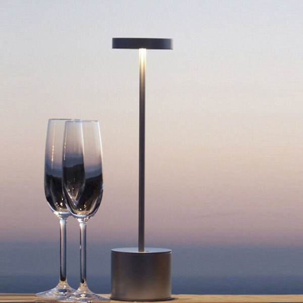Bord Skrivebordslampe Led Berørings Dæmpbar Trådløs Soveværelse Natlampe Black
