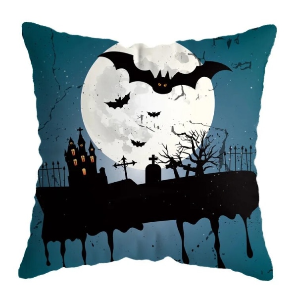 Halloween cover Pumpkin Bat Wizard Ghost Dekor för hemmet Örngott prydnad Skrämmande halloweenfest present (ingen kuddkärna)