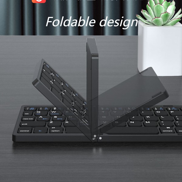 Vikbart tangentbord, Mini Uppladdningsbart Resetangentbord, Vikbart Portabelt Trådlöst Bluetooth-tangentbord med Känslighet för Windows iOS Android Mac, (Svart)