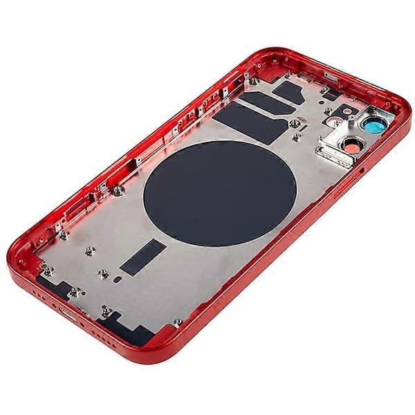 Kompatibel for iPhone 12 6.1 tommer Bak Batteri Hus Deksel+Midtre Plate Ramme+Sideknapper Erstatning, EU Versjon (med CE Logo Red