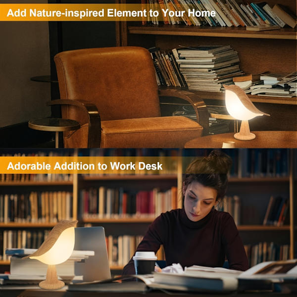 Lille Trådløs Sengelampe, Fuglelampe Touch Sensor 1pc