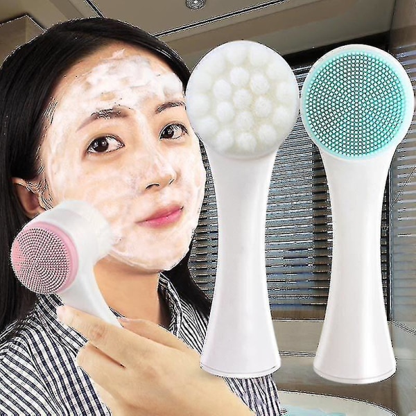 Dubbelsidig silic Face Brush Ansiktsborttagning Produkt Pore Exfoliator
