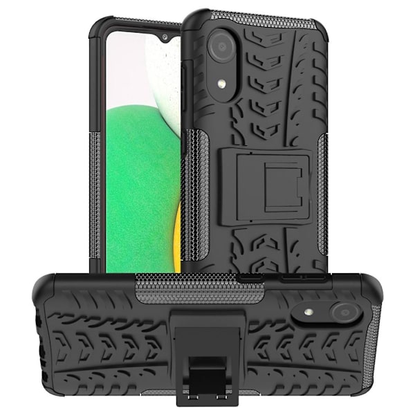 Dæktekstur TPU-etui, stødsikkert med sort støttefod til din Samsung Galaxy A03 Core