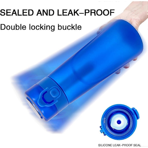 Luft Vandflaske med 5 Smagspuder, 750 ml Sports Luft Vandflaske med Sugerør, Lækagesikker Drikkeflaske med Frugtsmag til Udendørs Brug (LGL) Frosted Blue